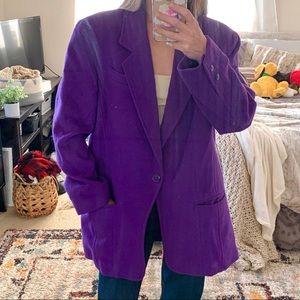 Vintage Liz Wear Purple Wool Single Button Blazer